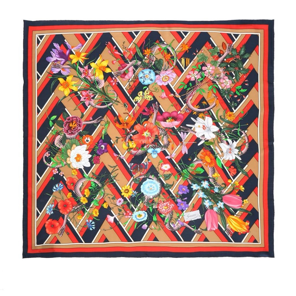 Gucci Flora Snake print Scarf